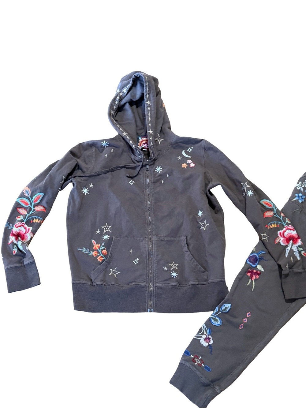 Johnny Was Embroidered Hoodie & Jogger Set with Multicolor Floral Motifs - Picture 3 of 6